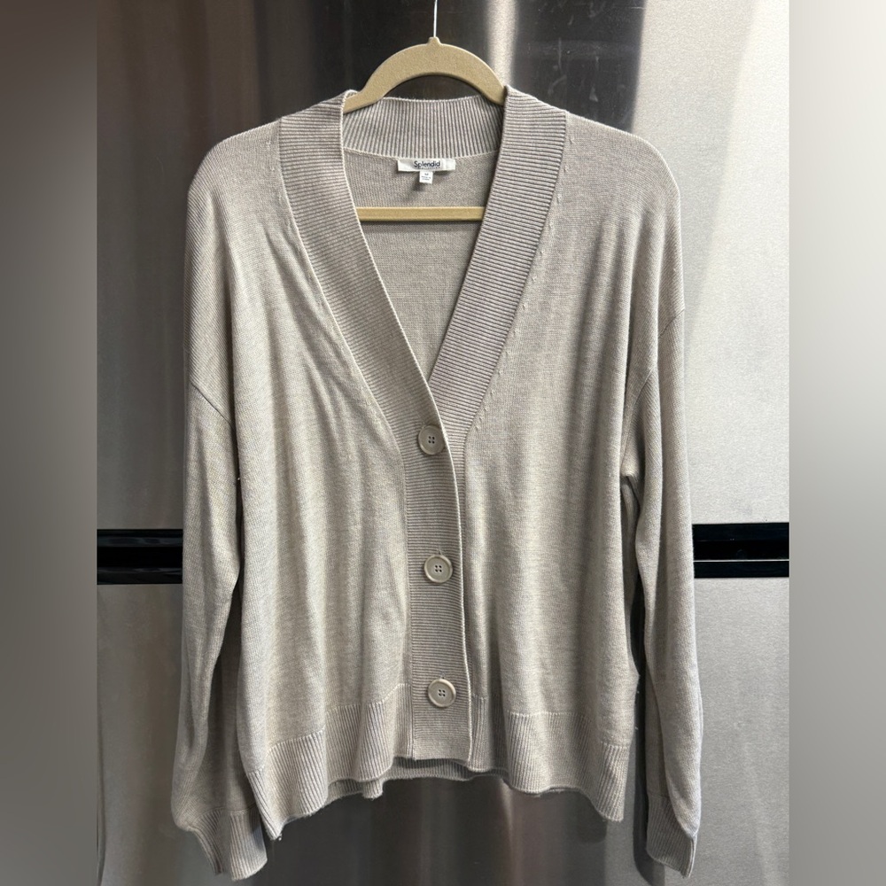Splendid Taupe Button-Up Cardigan